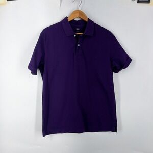 Uniqlo Mens Short Sleeve Pique Polo Shirt Purple Size L Collared Casual Basic